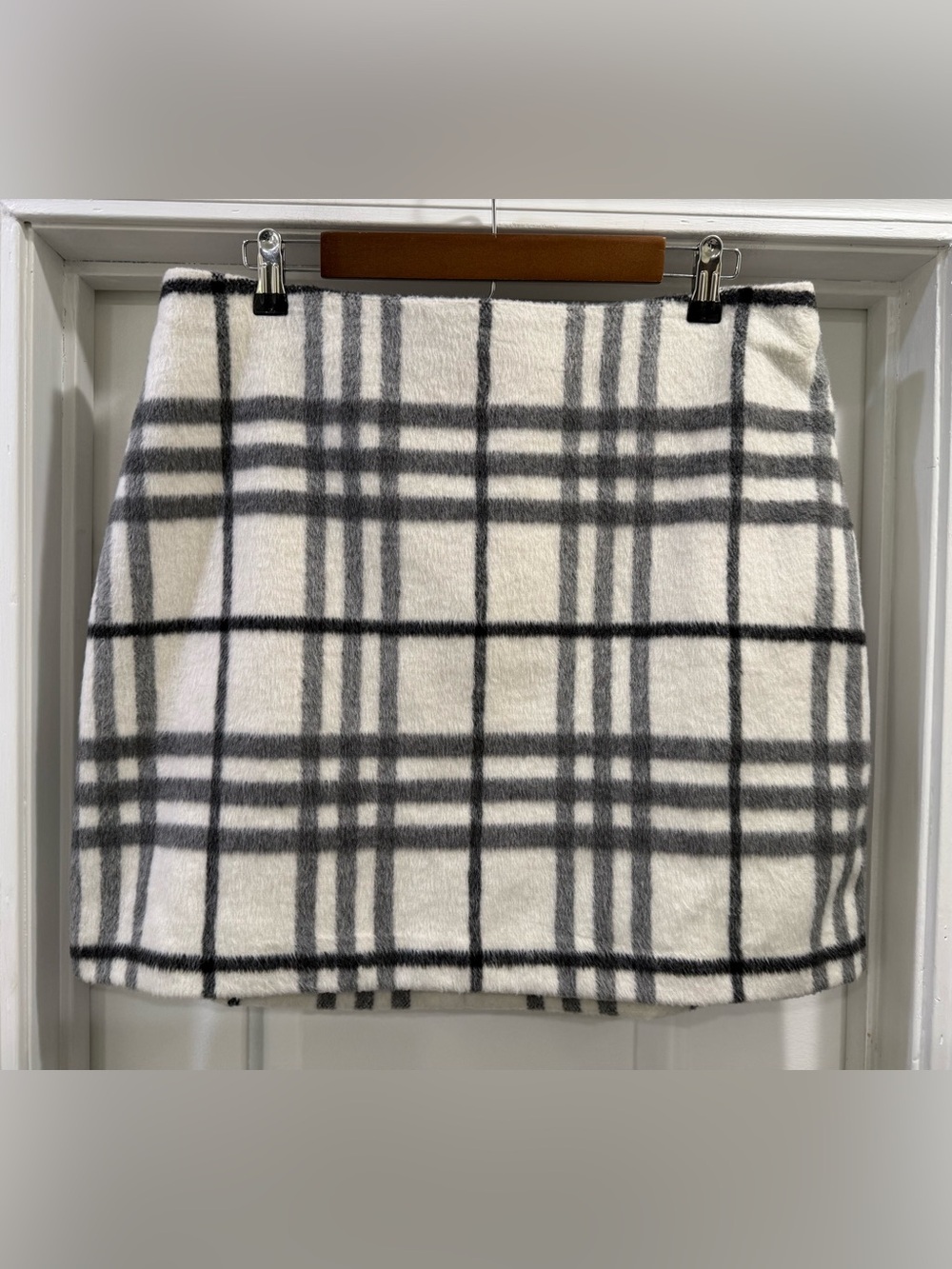 Riley & Rae Black and White Plaid Lined Zippered Skirt Size 14
